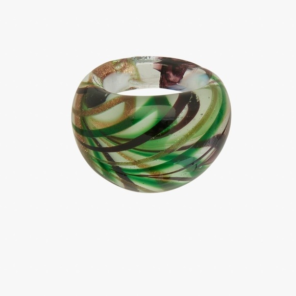 NWOT . Zara Limited Edition Green Round Glass Ring. Size S(12). - Picture 2 of 6
